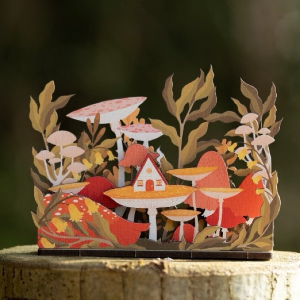 Cottagecore Mushroom House Desk Companion